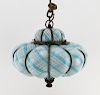 Mid Century Seguso Murano Latticino Caged Art Glass Hanging Light/Chandelier