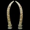 Pair of 20th Century Chinese Monumental Carved and Tessellated Bone Tusk Sculptures