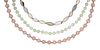 (3) ESTATE CHINESE & OTHER 14KT GOLD, HARDSTONE BEADED NECKLACES