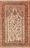 Silk Vintage Persian Qum Prayer Design Rug 5 ft x 3 ft 3 in (1.52 m x 0.99 m)