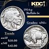 1914-p Buffalo Nickel 5c Grades xf+++
