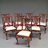 Set of Eight Chippendale-style Carved Mahogany Dining Chairs