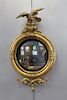 Antique Giltwood Convex Mirror With Eagle and