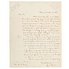 Spencer, J. C. Carta Dirigida a William L. Marcy durante la Guerra de México con Estados Unidos. Albany, 1846. Firma.