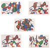 Miró, Joan. Litografía Original X - Lithographie Originale III, VIII, IX y X.  Litografías, 31.5 x 49 cm. Títulos al reverso. Piezas: 5