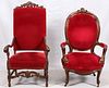 ENGLISH-STYLE MAHOGANY GENTLEMAN AND LADY'S CHAIRS