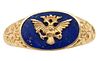 14K Yellow Gold and Lapis Ring with Imperial Russian Eagle