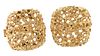 Pair of 14K Yellow Gold Cufflinks with Pierced Square Fronts
