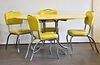 MID CENTURY YELLOW CRACKED ICE FORMICA TABLE & CHAIRS SET