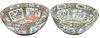 Near Pair of Chinese Porcelain Rose Medallion Punch Bowls