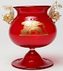 Salviati Murano Red & Gilt Glass Pedestal Vase