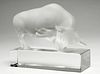 Lalique Frosted & Clear Crystal Pawing Bull