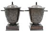 Pair of Bronze Neoclassical Covered Cache Pots