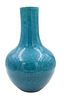 Chinese Turquoise Monochrome Bottle Neck Vase