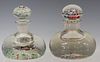 (2) GLASS PAPERWEIGHT-STYLE MILLEFIORI INK BOTTLES & STOPPERS