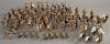 Ninety-four vintage Barclay Manoil lead soldier figures with pod foot including some wounded soldiers, trumpet player,