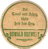 Rare 1910 Oswald Brewery "Bei Trunf Und Schlerz" 4¼ inch coaster PA-OSWA-2 Altoona Pennsylvania