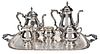 Five Piece Prelude International Sterling Tea Service with Silver Plate Tray