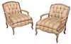 Pair of French Louis XV Style Paint Decorated Fauteuils