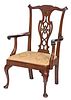 An Unusual Large Chippendale Mahogany Open Armchair