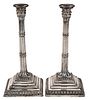Pair Old Sheffield Plate Taper Candlesticks