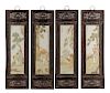 Set of Four Chinese Enameled Porcelain Screens