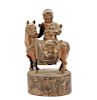 Chinese Carved & Polychrome Warrior on Horse