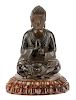 Bronze Seated Buddha on Carved Lotus Stand