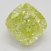 1.52 ct, Natural Fancy Intense Greenish Yellow Even Color, VS2, Cushion cut Diamond (GIA Graded), Appraised Value: $40,400 