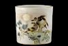 Large Chinese Porcelain Brush Pot w/Hawks