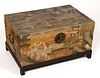 CHINESE EXPORT ANIMAL-HIDE TRUNK ON STAND