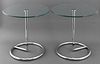 Eileen Gray Style Glass Top End Tables, Pair
