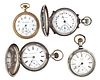 A lot of four American pocket watches