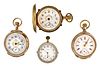 A lot of three American pocket watches and a Waltham Riverside movement