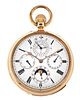 A large gold minute repeating perpetual calendar pocket watch by Usher & Cole