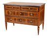 Neoclassical Marble Top Parquetry Inlaid Commode