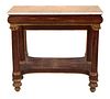 Classical Gilt-Stenciled Mahogany Marble Top Pier Table