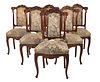 Six Louis XV Style Carved Walnut Dining Chairs