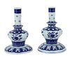 Pair of Chinese Kangxi Style Blue and White Candlesticks