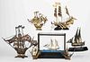 STERLING SILVER AND OTHER METAL FILIGREE SHIP MODELS, LOT OF SEVEN