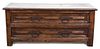 A Continental Walnut Two-Drawer Chest Height 31 x length 72 x depth 25 1/2 inches.