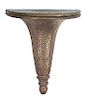 A Continental Stamped Metal Clad Trumpet-Form Wall Bracket Height 22 x width 16 1/2 x depth 8 1/2 inches.