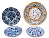 Four Continental Faience Bowls Diamef largest 14 inches.