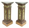 A Pair of Italian Faux Marble Painted Triangular Pedestals Height 30 1/2 x width 15 x depth 15 inches.
