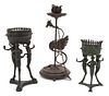 A Group of Three Italian Bronze Articles Height of tallest 14 inches.