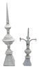 Two French Zinc Spire-Form Roof Finials Height of taller 27 inches.