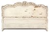 A Louis XVI Style Carved and Painted Wood King Size Headboard Height 51 inches.