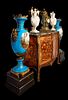 A MONUMENTAL PAIR OF SEVRES STYLE PORCELAIN AND ORMOLU MOUNTED VASES