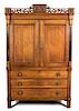 A Louis Philippe Style Carved Oak Armoire Height 90 x width 57 inches.