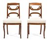 A Pair of Louis Philippe Style Swan-Form and Crested Back Side Chairs Height 34 inches.